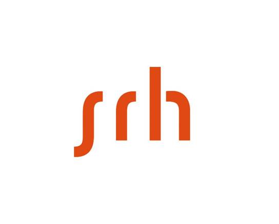Ein oranges Logo mit den Buchstaben "srh" in einer stilisierten Schrift.