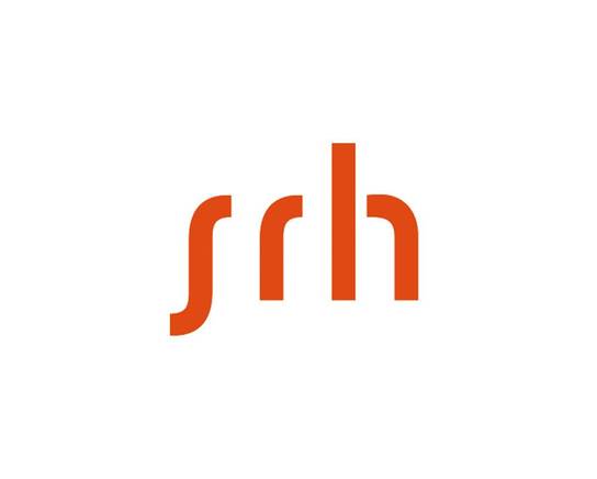 Ein oranges Logo mit den Buchstaben "srh" in einer stilisierten Schrift.