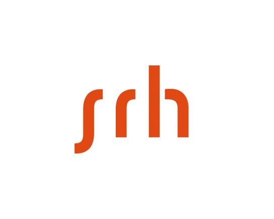 Ein oranges Logo mit den Buchstaben "srh" in einer stilisierten Schrift.