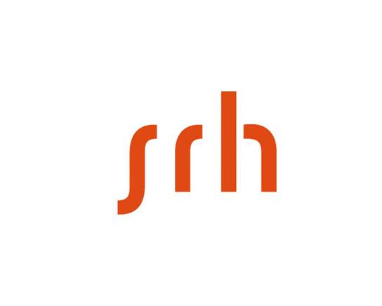 Ein oranges Logo mit den Buchstaben "srh" in einer stilisierten Schrift.