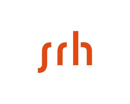 Ein oranges Logo mit den Buchstaben "srh" in einer stilisierten Schrift.